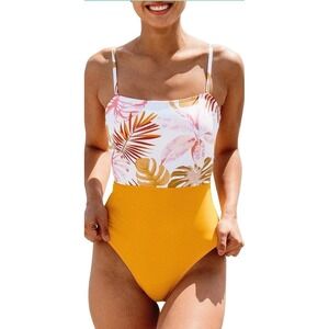 Cupshe Tropical‎ Print One Piece Swimsuit Size M